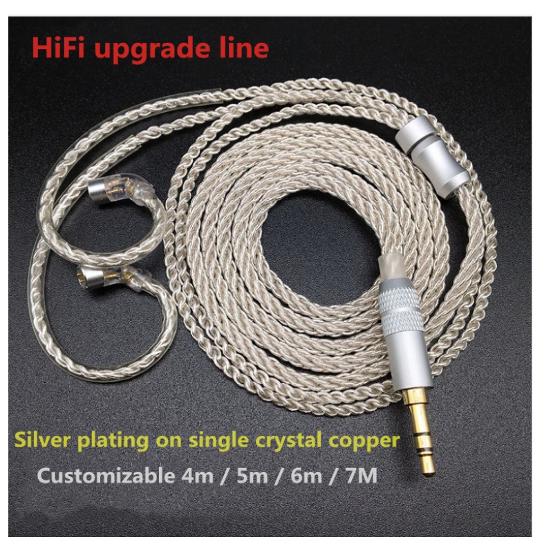 Cablul de upgradare a căştii DIY IE80 / se846 Febra 4N, cu un singur cristal, placat cu argint, cablu de upgradare a urechii